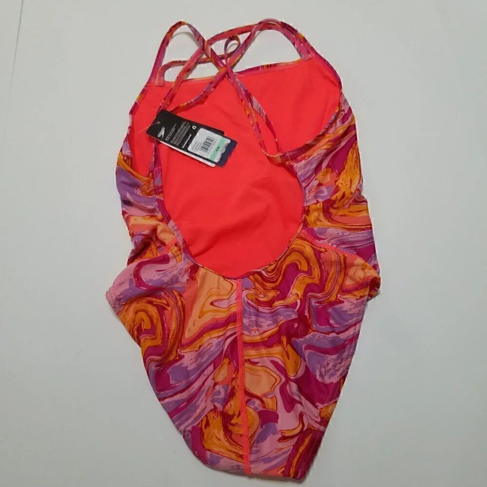 NWT‎ Speedo Rose Violet One Piece Swimsuit Size 8